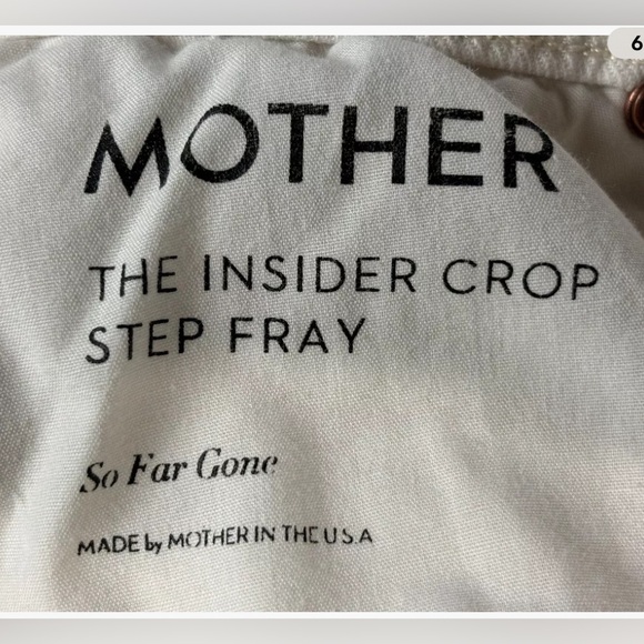 Mother The Insider Crop Step Fray Raw Hem Toasted Ivory So Far Gone Women’s 26 - Picture 5 of 10